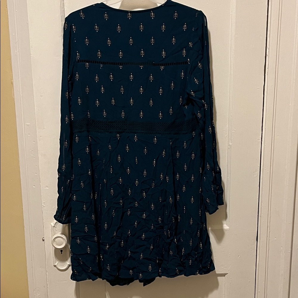 TORRID Teal Patterned Long Sleeve Dress - Picture 7 of 12